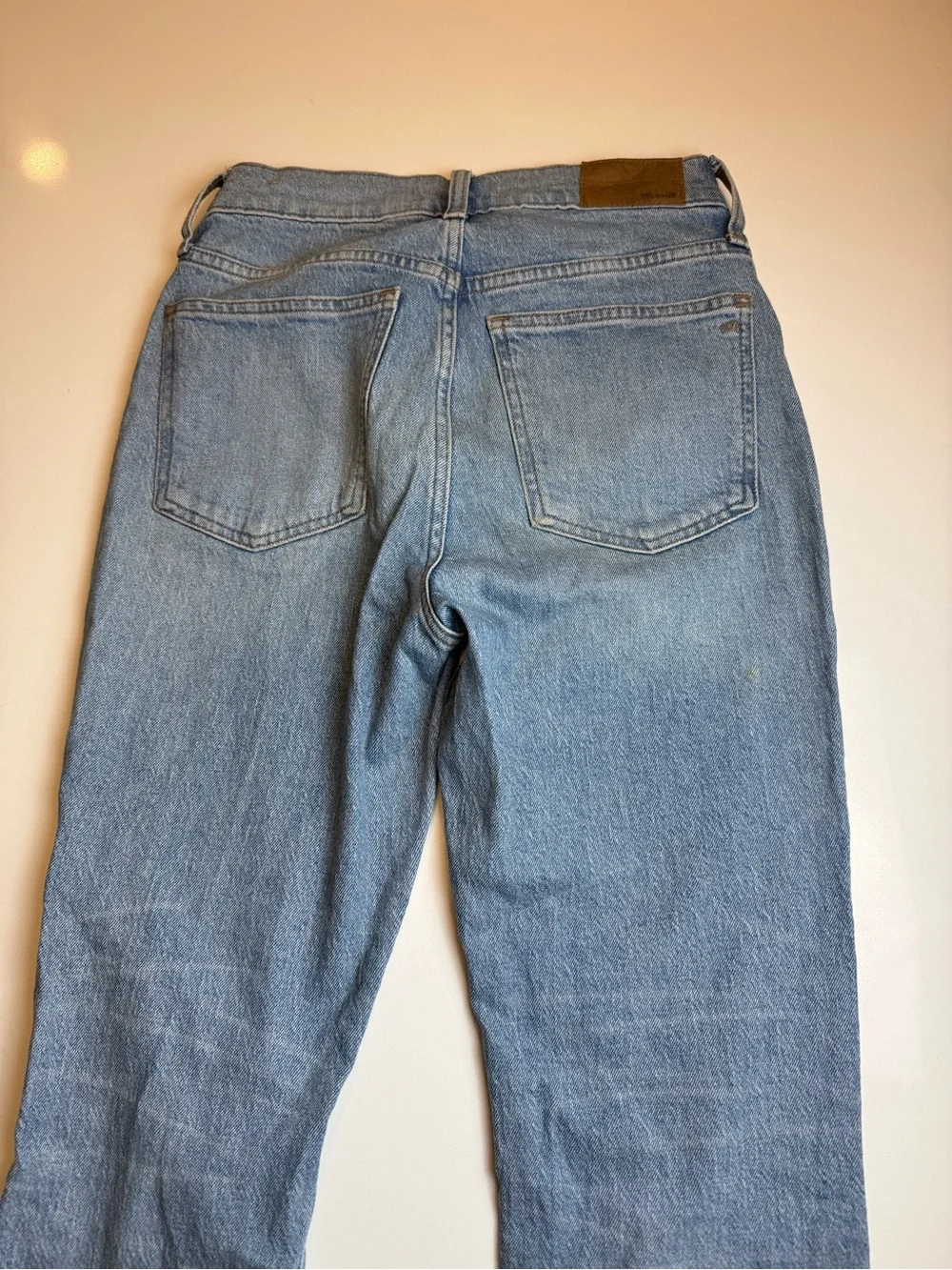 Madewell Jeans Perfect Vintage Straight Jean Light Wash Distress Raw Hem Size 26